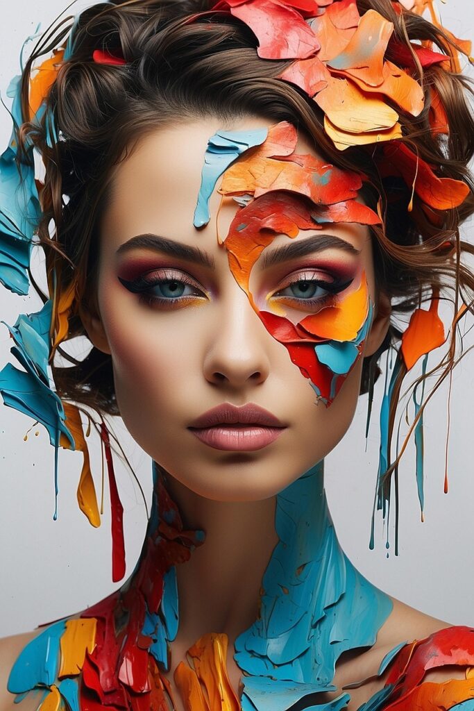 woman, face, art, design, watercolor, colour, colors, make-up, portrait, beauty art v design art v design
